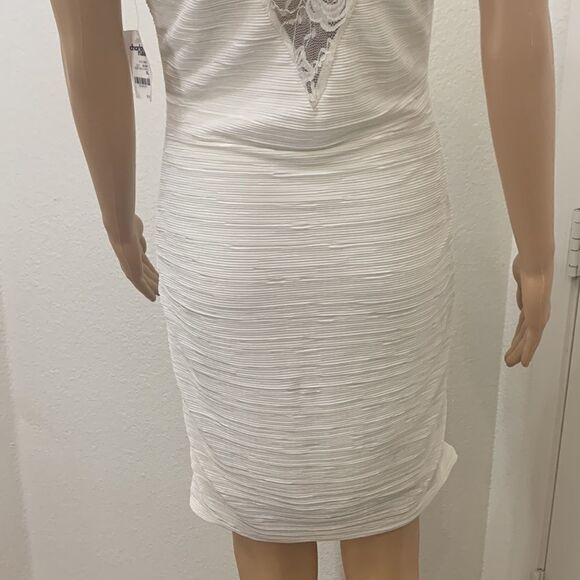 Charlotte Russe Size XL Scoop Neck Cut Out Lace Short Sleeve Dress Side Ruching - Picture 8 of 11